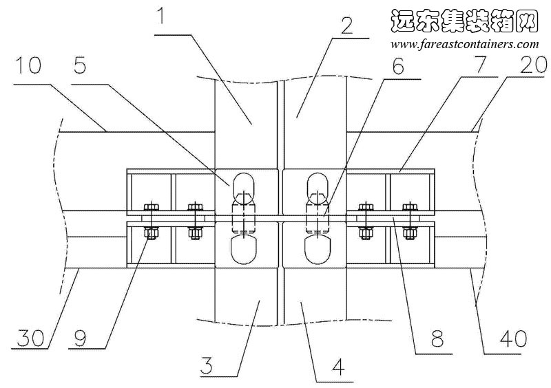 快速連接方案端面示意圖,集裝箱建筑,集裝箱房屋,集裝箱住宅,集裝箱活動(dòng)房