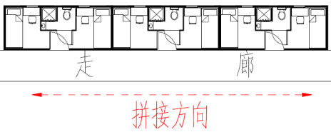 三箱體拼接示意,集裝箱房屋,集裝箱活動(dòng)房,住人集裝箱,集裝箱住宅,集裝箱建筑