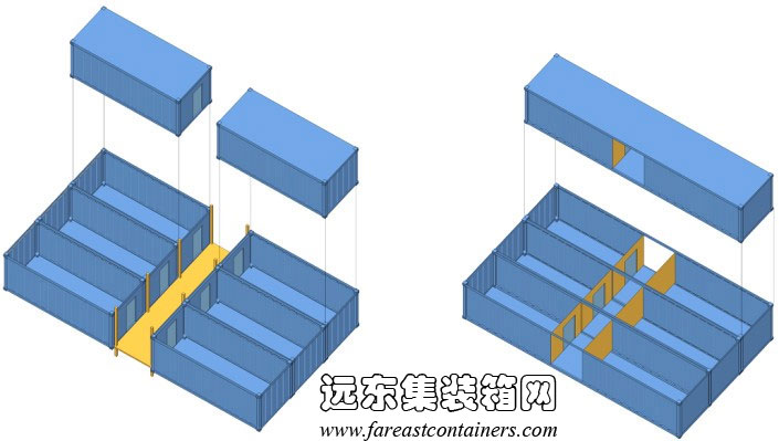 內(nèi)走廊式箱體及交通構(gòu)成方式,集裝箱房屋,集裝箱活動房,住人集裝箱,集裝箱住宅,集裝箱建筑