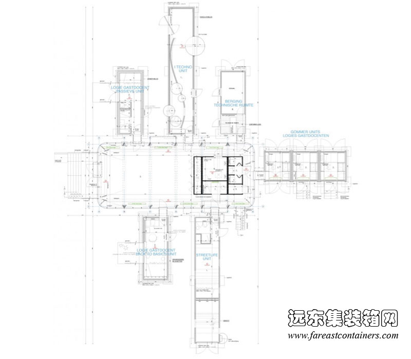 HUB 01 集裝箱學生宿舍的平面設計圖,集裝箱房屋,集裝箱建筑,集裝箱住宅