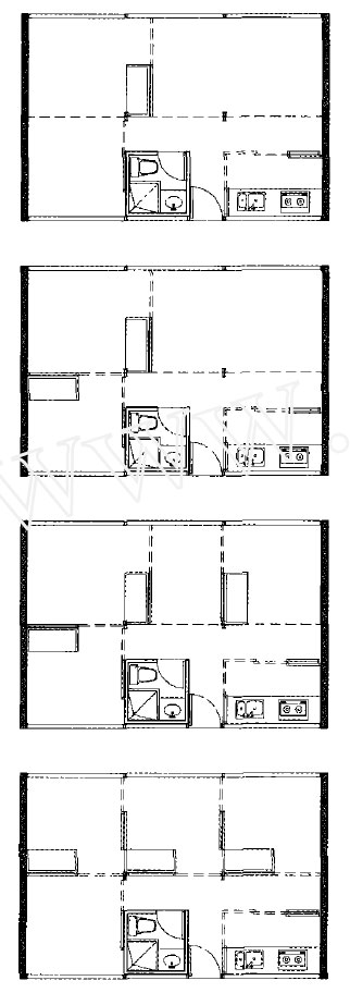 盒子建筑利用靈活的分割墻和家具定義出不同的房間