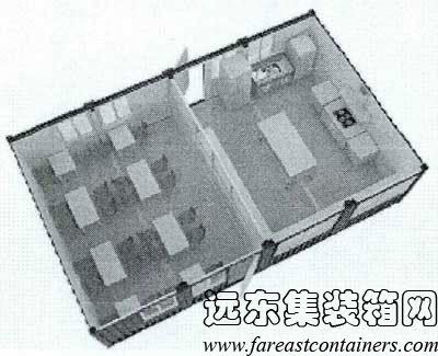 四個集裝箱合并形成的一個餐飲空間