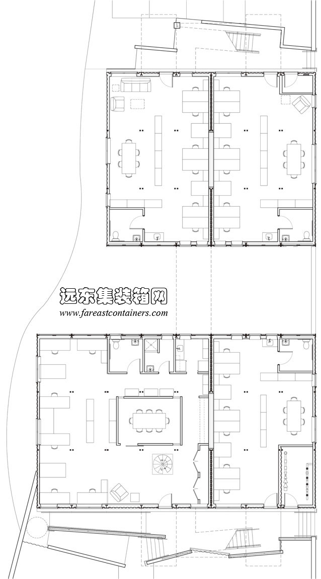 集裝箱建筑：羅德島集裝箱辦公樓一層平面圖