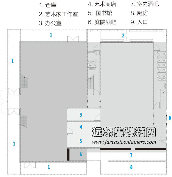 Gwanju 集裝箱藝術(shù)館一層平面圖