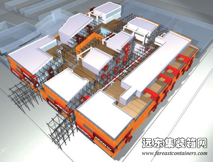 三里屯集裝箱建筑立體模型