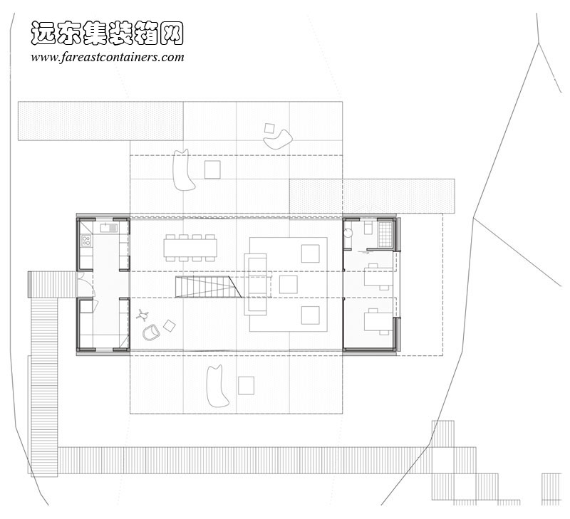 Infiniski Manifesto House 集裝箱別墅一層平面圖